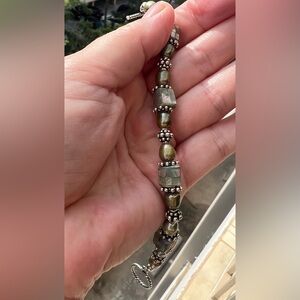 Special Green Pearl, Bead, and Sterling Silver Bracelet